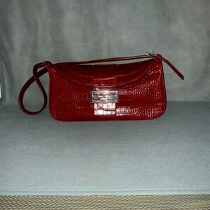 Chic Red Crocodile-Embossed shoulder bag . Barely used beautiful condition.